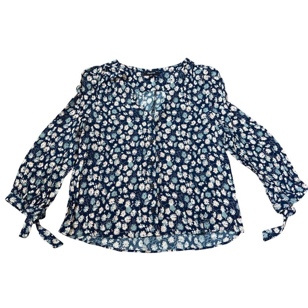 Madewell Tie-Sleeve Button Down Top in French Floral Size Medium - Picture 3 of 9